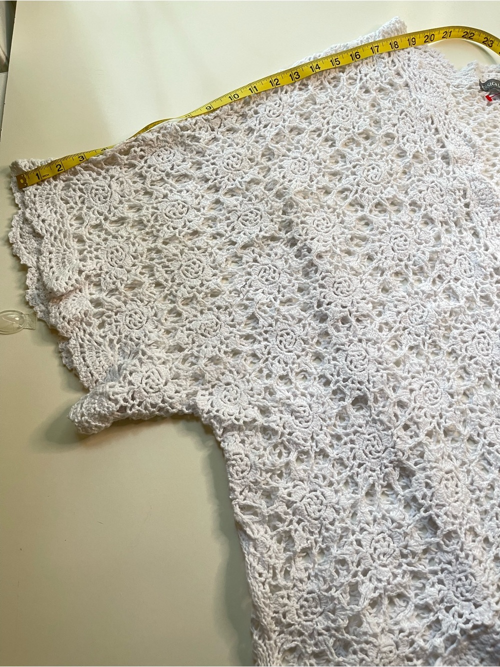 Jessica London White Crochet Open Front Cardigan Cover-Up Boho Lace Kimono Top - Picture 8 of 9